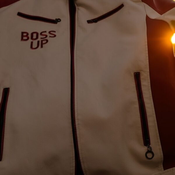 BOSS UP Red/White Leather Jacket