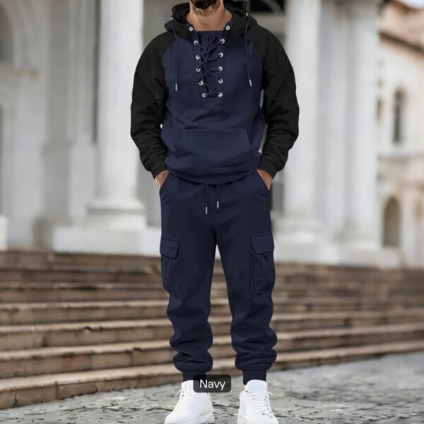Men's casual tech fleece hoodie set