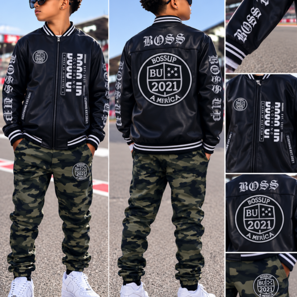 BOSS UP Black/White Leather Jacket