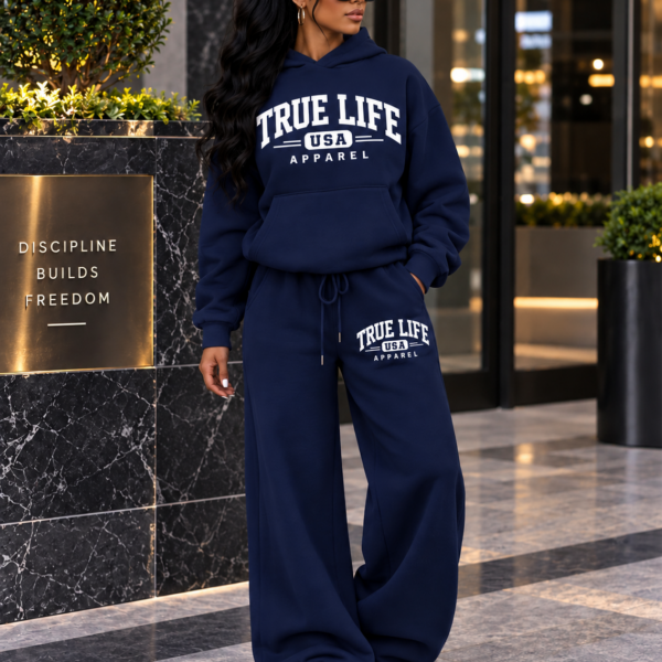 "TRUE LIFE" Loose Bottom Jogger Set